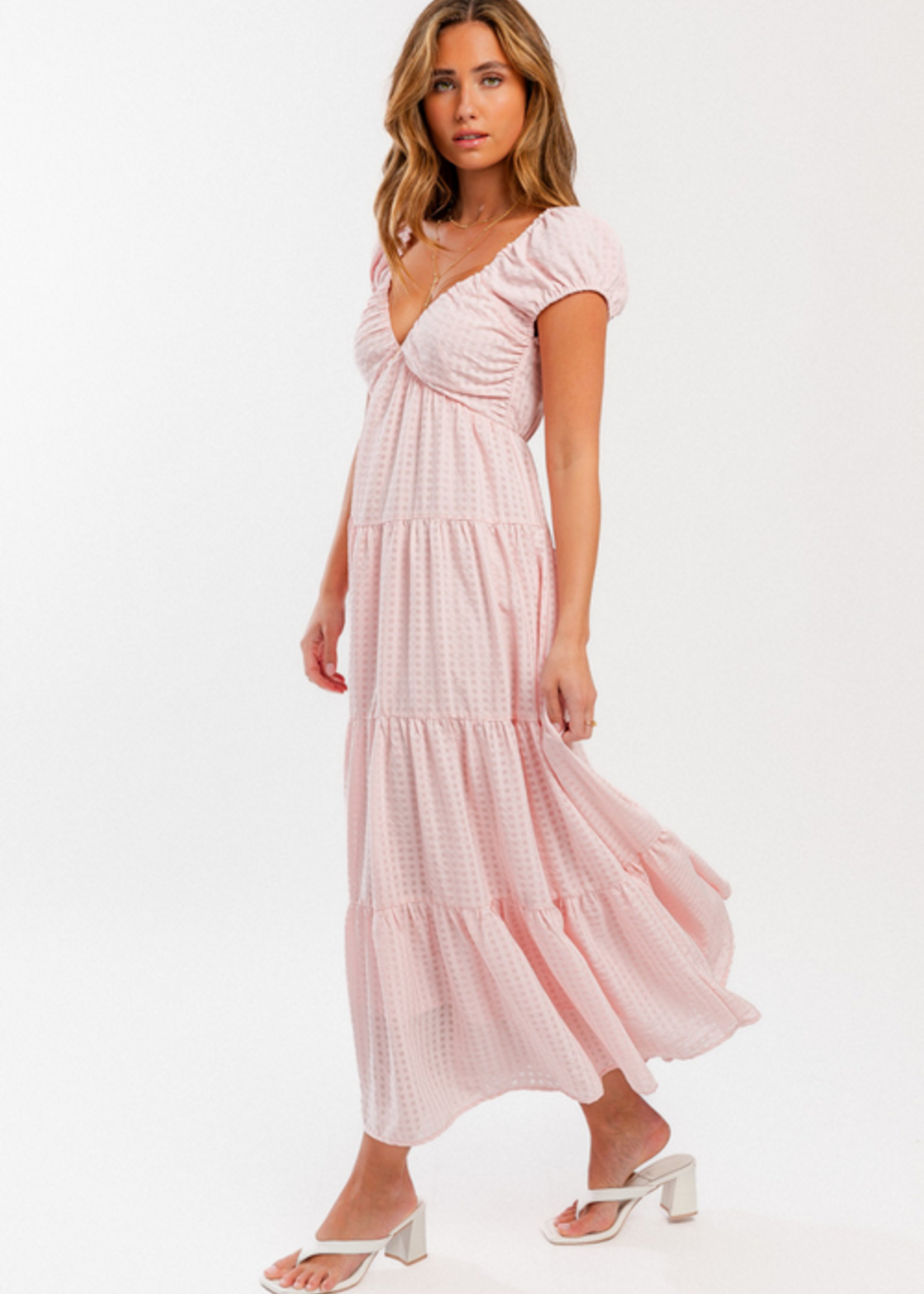 Tiered Long Pink Dress