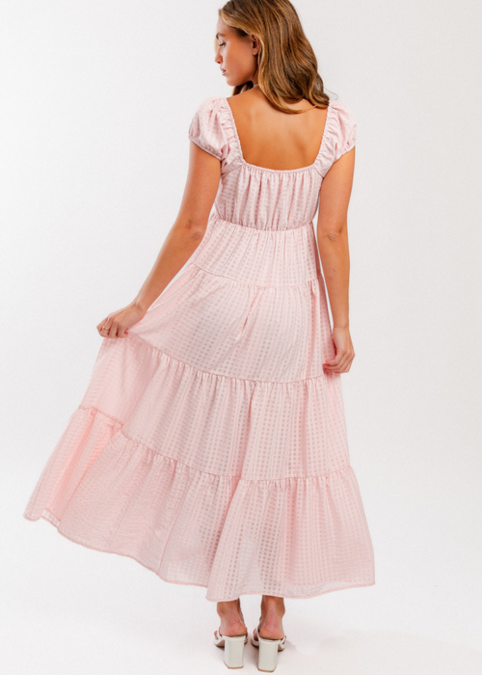 Tiered Long Pink Dress