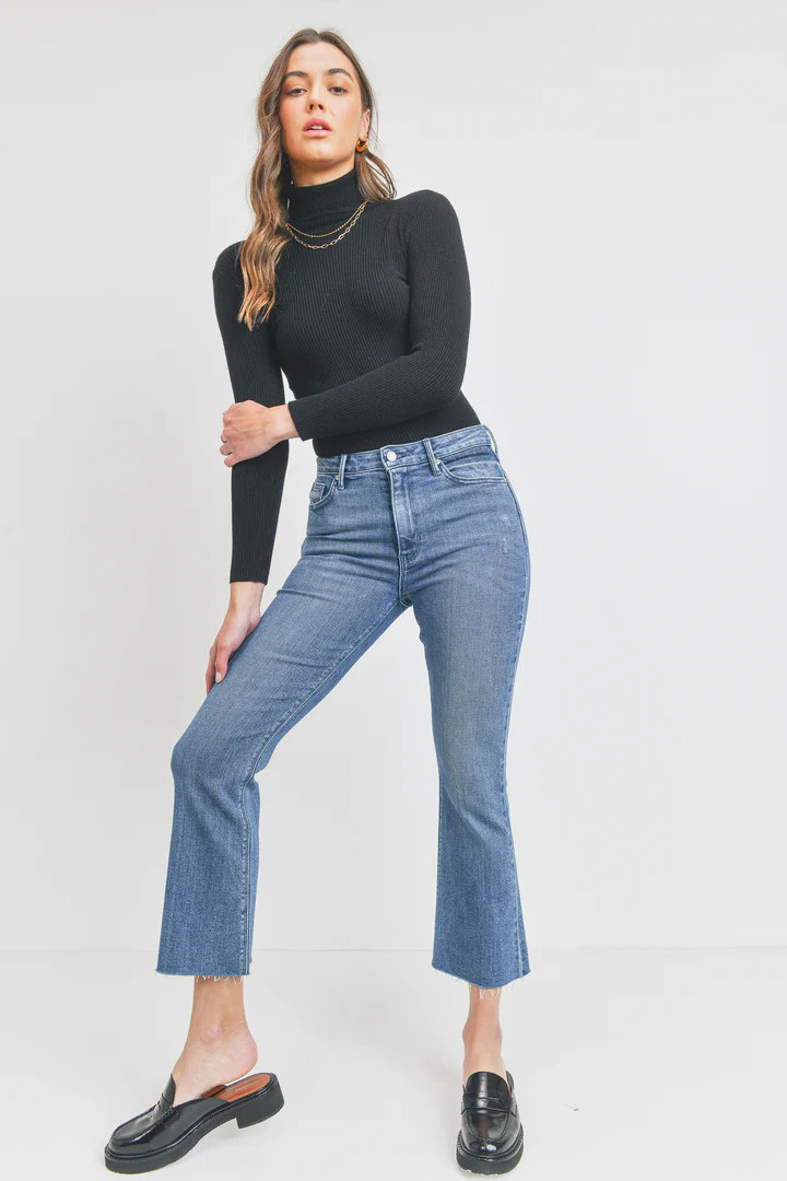 Just Black Denim HR Tonal Crop Flare