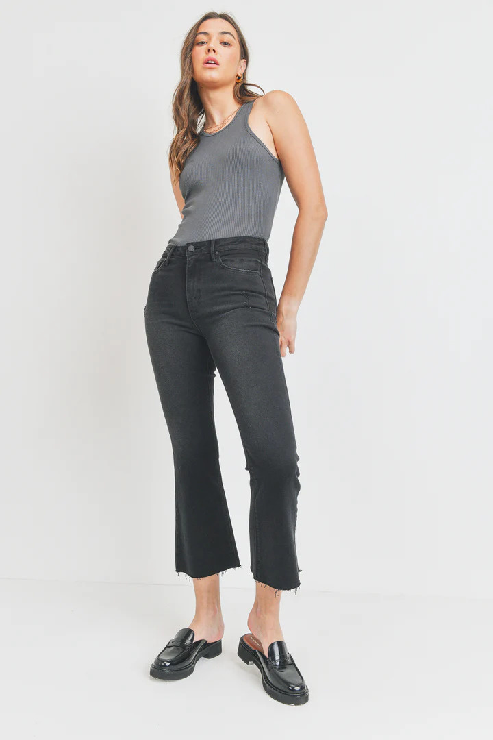 Just Black Denim HR Tonal Crop Flare