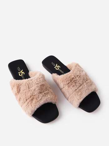 Yosi Samra Nora Beige Fur Slide