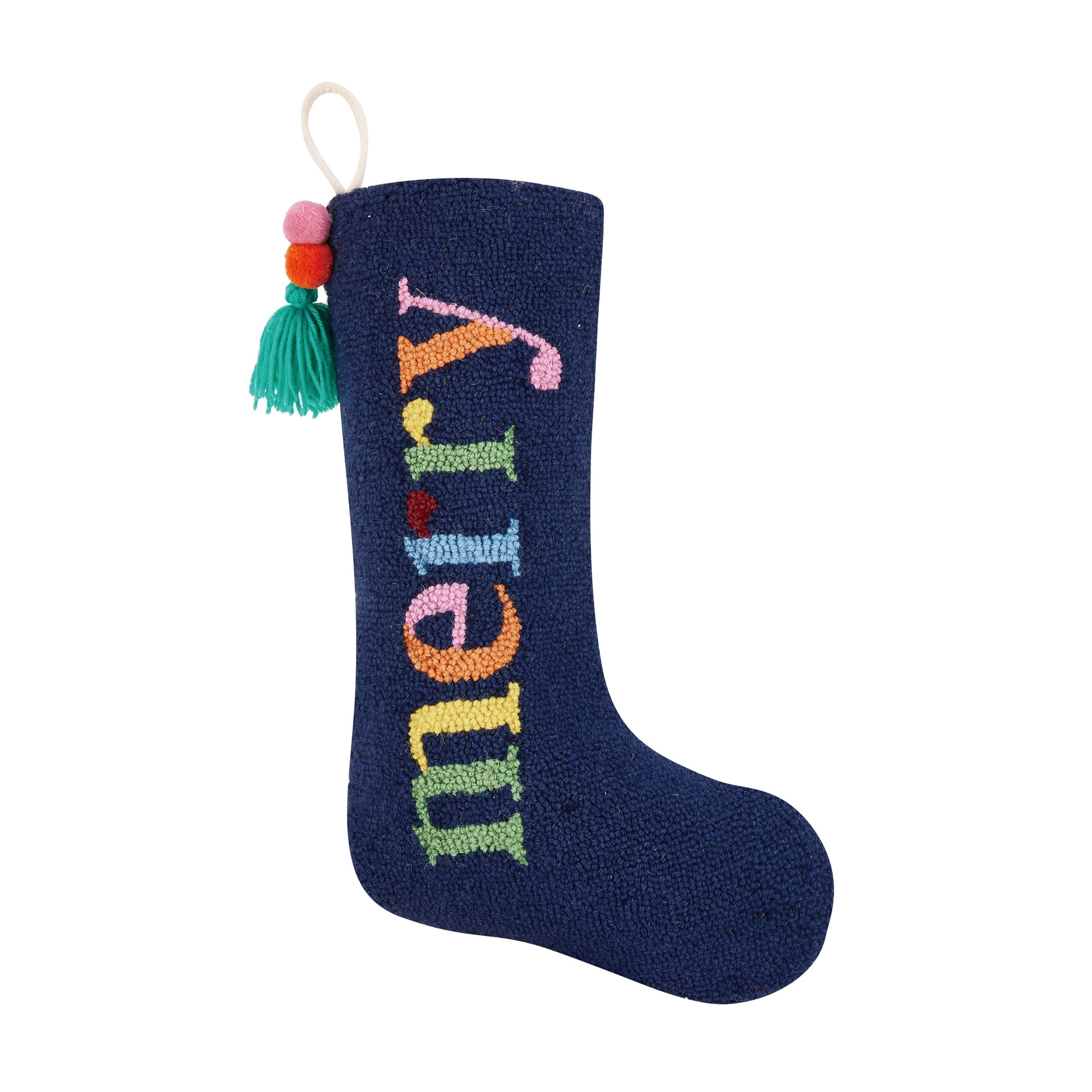 Peking Handicraft Merry Stocking w/Pom Tassel