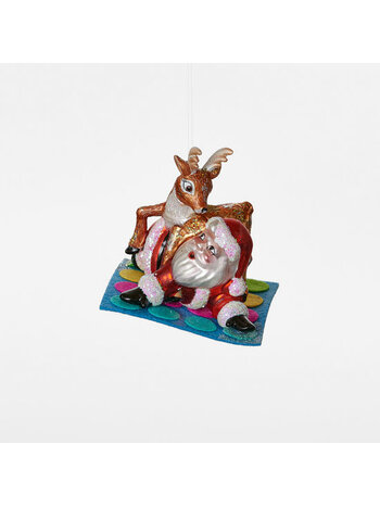 Glitterville Santa Reindeer Twister Ornament