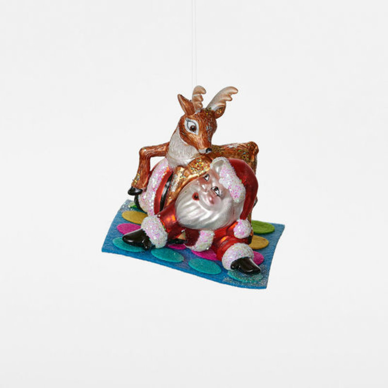 Glitterville Santa Reindeer Twister Ornament