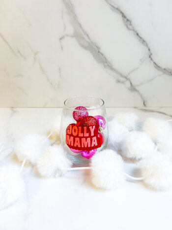 Love, Charlie Merch Jolly Mama Wine Glass