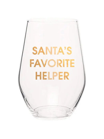 Chez Gagne Santa's Favorite Helper Wine Glass