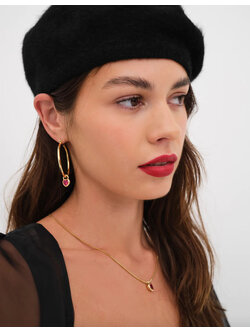 LUV AJ Bezel Heart Charm Hoops