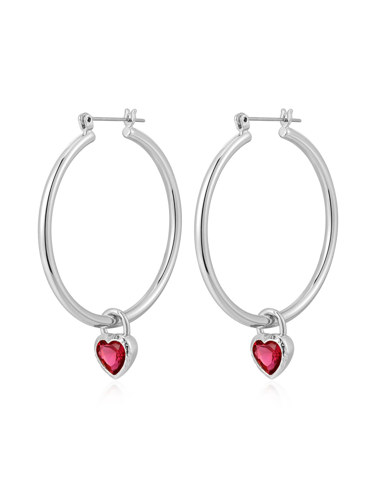 LUV AJ Bezel Heart Charm Hoops