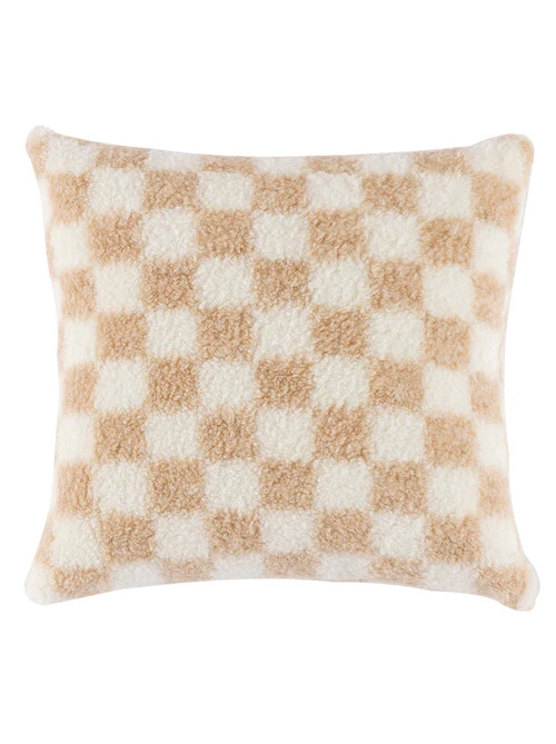 Shiraleah Anya Check Pillow Tan