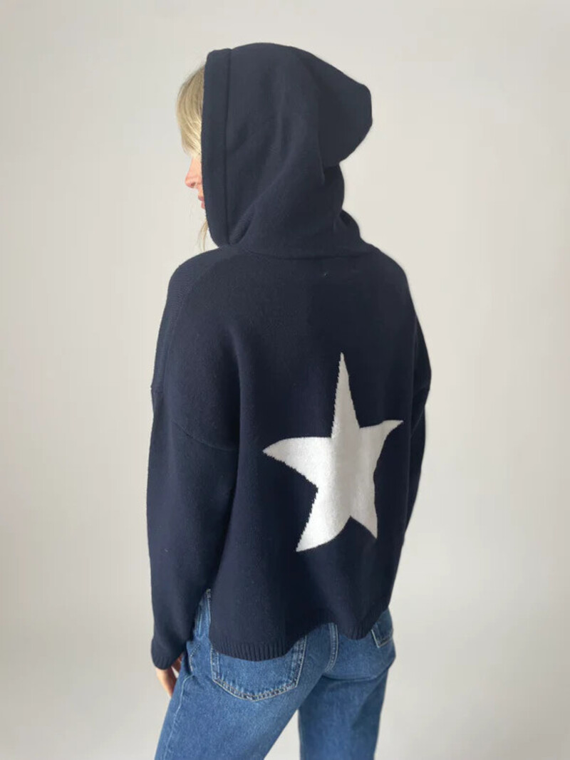 Grey Hoodie — Blue Stars