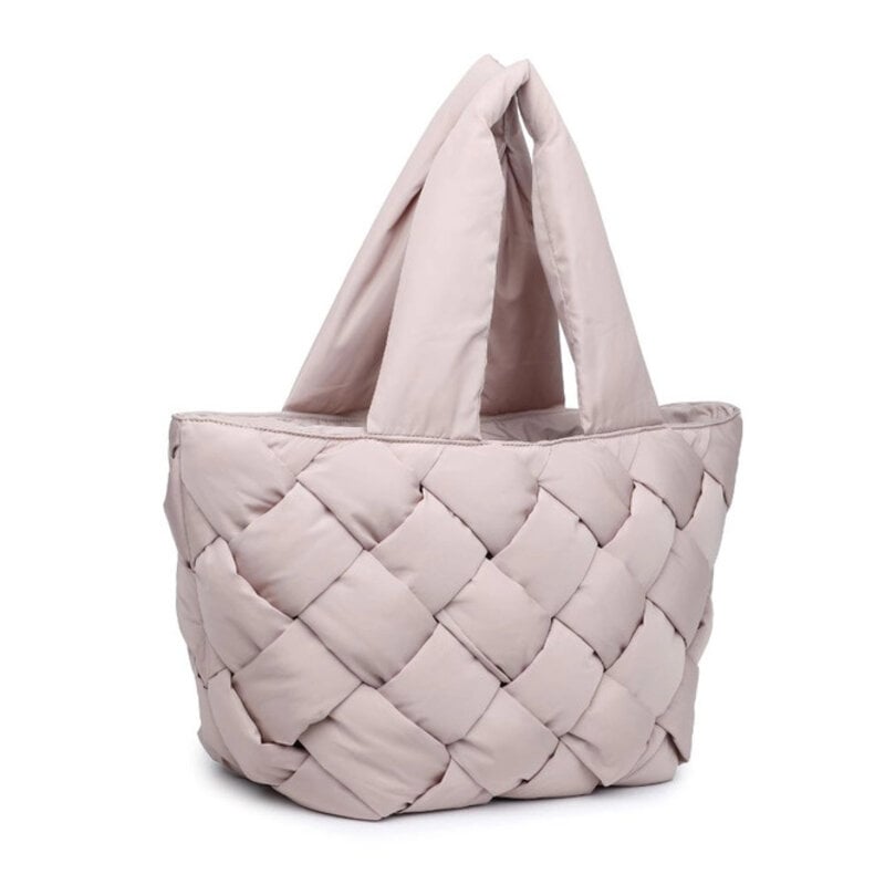 Sol and Selene Sky's The Limit Woven Neoprene Medium Tote in Nude