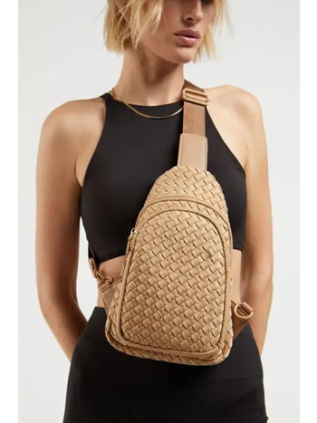 Sol and Selene Sky's The Limit Woven Neoprene Medium Tote in Nude
