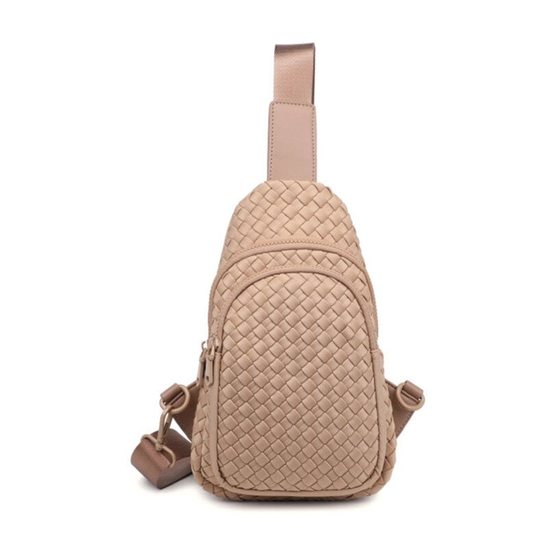 Sol and Selene Sky's The Limit Woven Neoprene Medium Tote in Nude