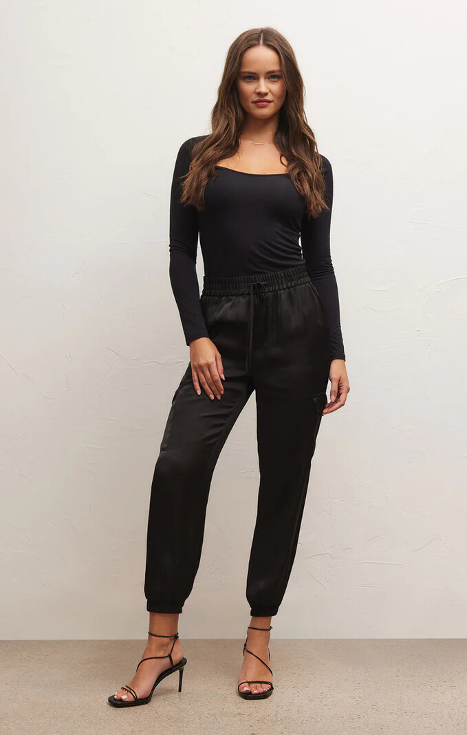 Alora Satin Parachute Pants - Black – Zie Boutique