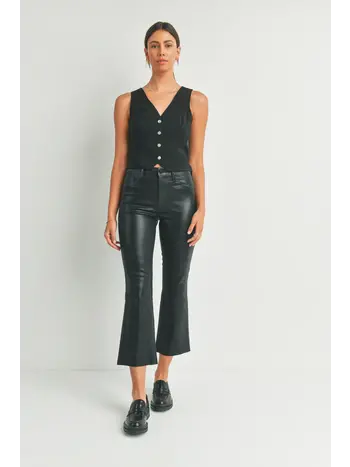 Just Black Denim High Rise Coated Cropped Flare