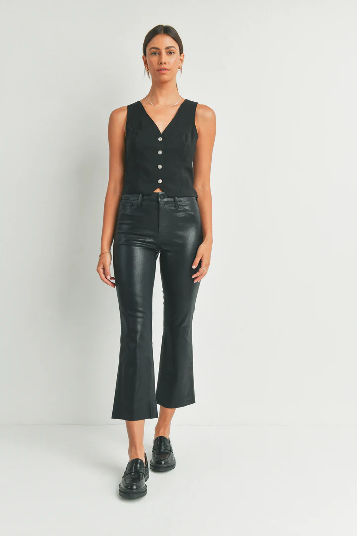 Just Black Denim High Rise Coated Cropped Flare