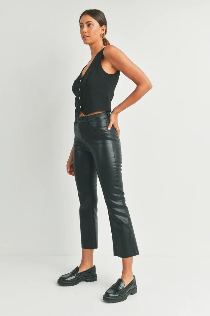 Just Black Denim High Rise Coated Cropped Flare