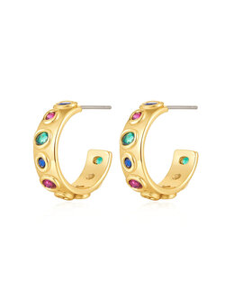 LUV AJ The Royale Stone Hoops Gold