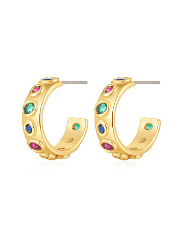 LUV AJ The Royale Stone Hoops Gold