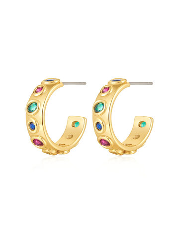 LUV AJ The Royale Stone Hoops Gold
