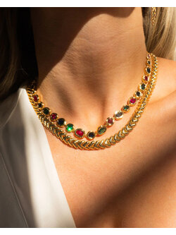 LUV AJ The Royale Stone Tennis Necklace Gold