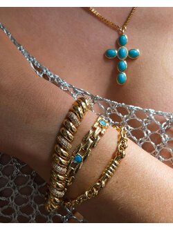 LUV AJ The Pave Ridged Marbella Bracelet Gold