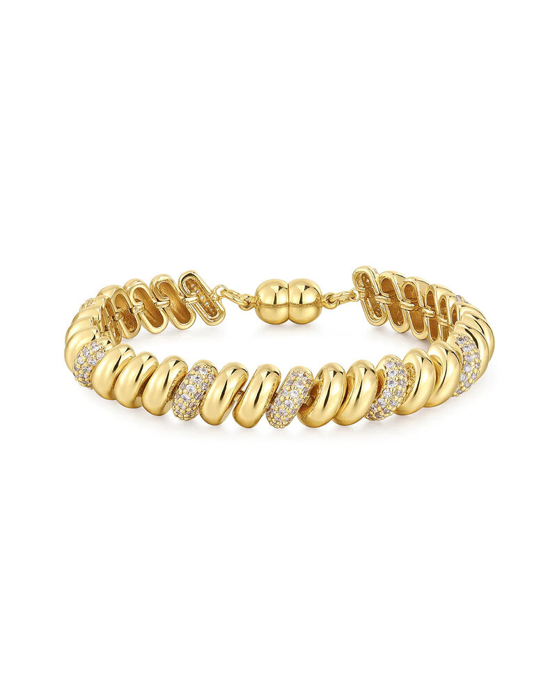 LUV AJ The Pave Ridged Marbella Bracelet Gold