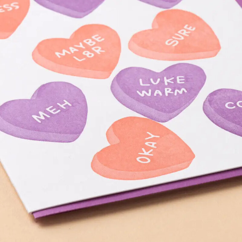 And Here We Are Candy Hearts Valentine Card