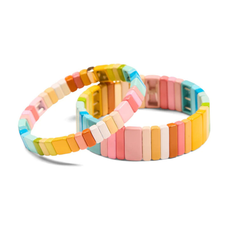 Daily Candy On Vacay 1 Tall Pastel Colored Tile Bracelet