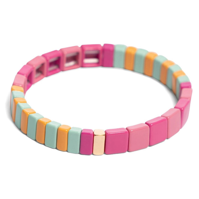 Daily Candy Candy Stripe Light Pink & Dark Pink Small Tile Bracelet