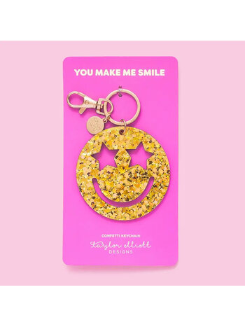 Taylor Elliott Designs Smiley Stars Gold Confetti Keychain