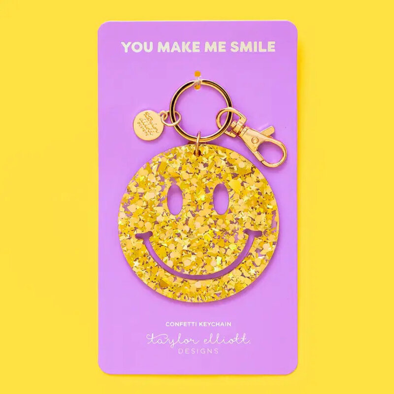 Taylor Elliott Designs Smiley Gold Confetti Keychain