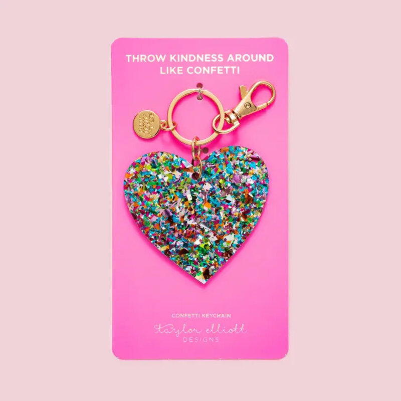 Taylor Elliott Designs Heart Colorful Confetti Keychain