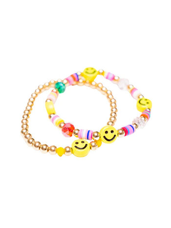 Daily Candy Happy Face Gold Bracelet Set