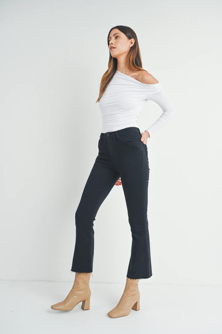 Just Black Denim HR Tonal Crop Flare