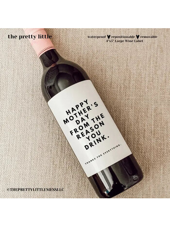 the pretty little mess Happy Mother's Day Wine Label