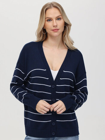 525 Sweaters Sarah Relaxed Stripe Cardigan