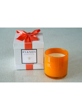 B's Knees 3-Wick Citrus Blossom Candle Orange Glass