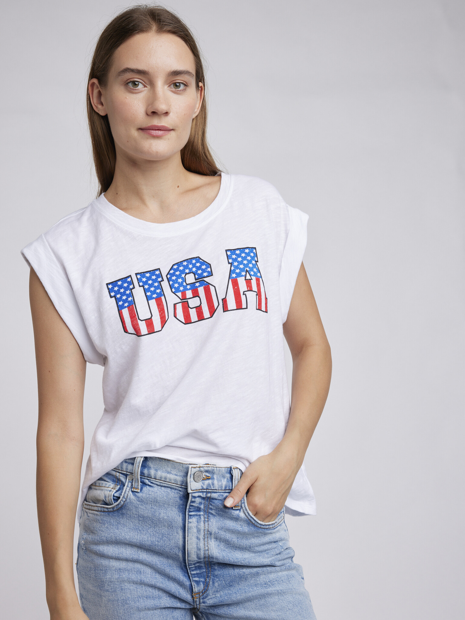 Self Contrast Victoria Cuff USA T-Shirt
