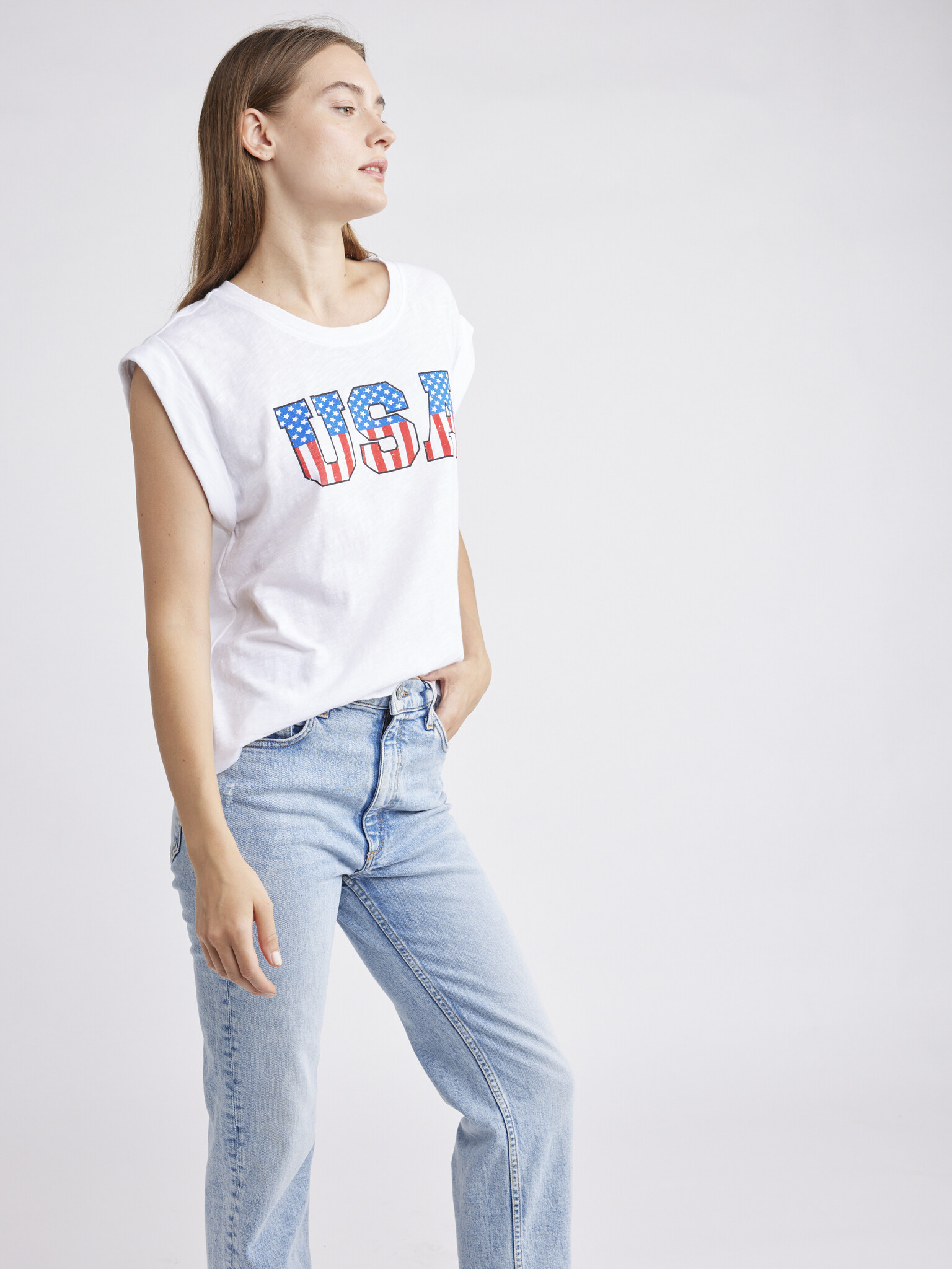 Self Contrast Victoria Cuff USA T-Shirt
