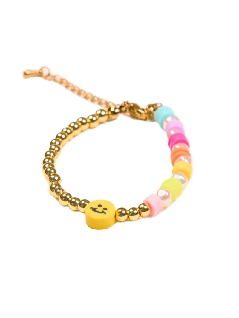 Daily Candy Pearl & Gold Happy Face Bracelet