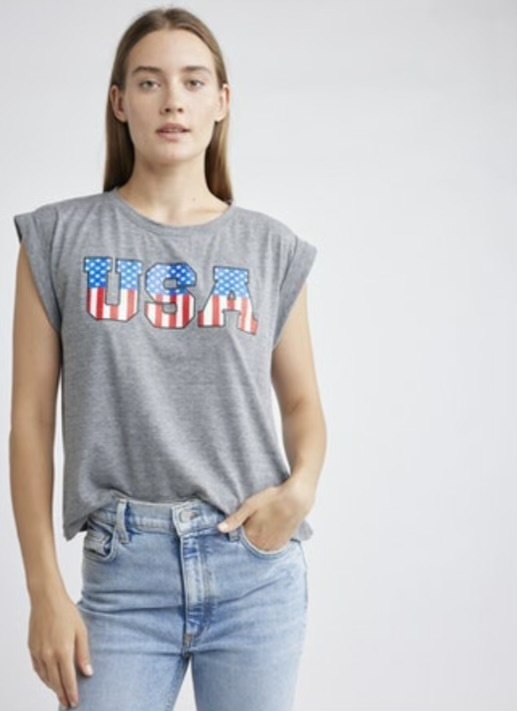 Self Contrast Victoria Cuff USA T-Shirt