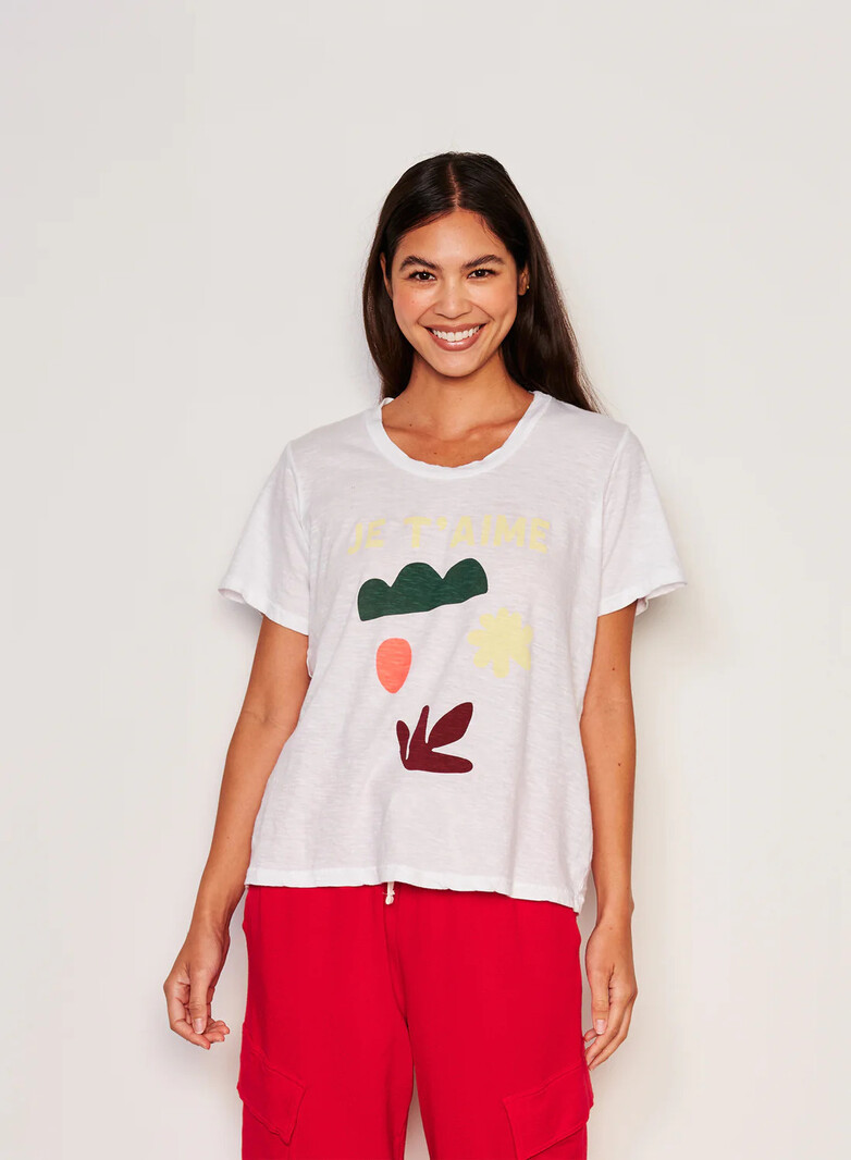 Sundry Je Taime Rolled Sleeve Tee