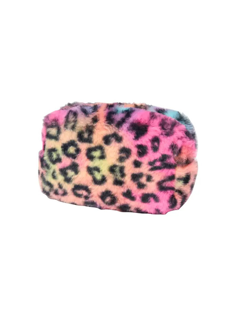 Malibu Sugar Fuzzy Leopard Cosmetic Bag