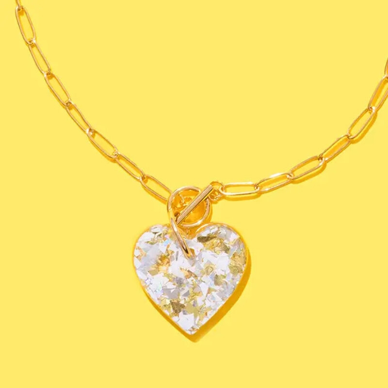 Taylor Elliott Designs Heart Pendant Paperclip Chain Necklace