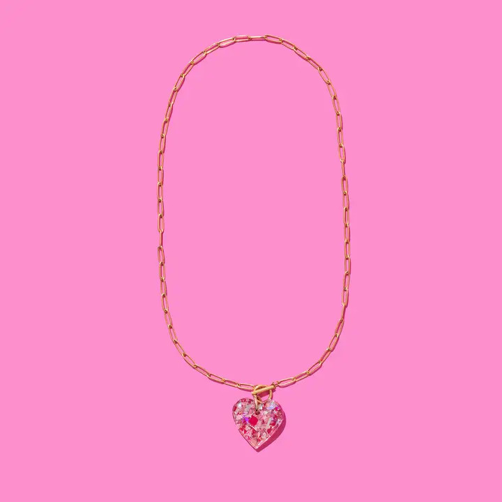 Taylor Elliott Designs Heart Pendant Paperclip Chain Necklace