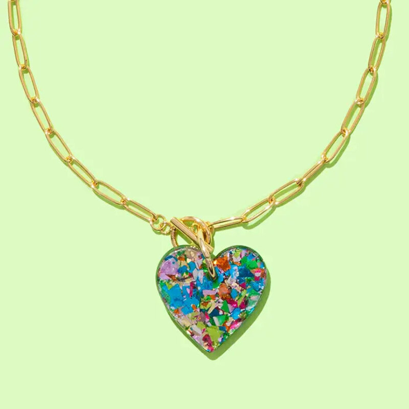 Taylor Elliott Designs Heart Pendant Paperclip Chain Necklace
