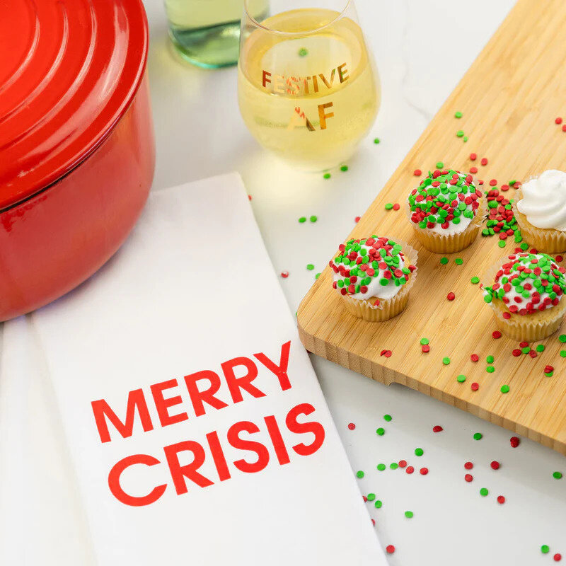 Chez Gagne Merry Crisis Tea Towel