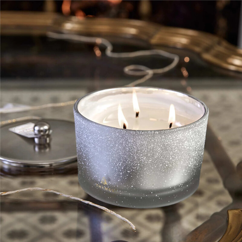 Thymes Frasier Fir Flocked 3 Wick Candle 18oz