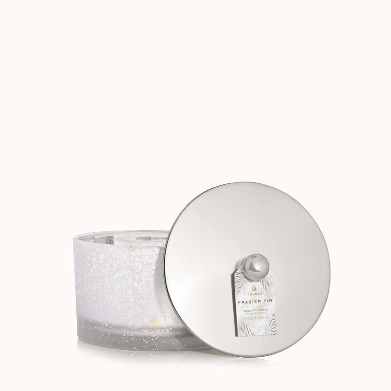 Thymes Frasier Fir Flocked 3 Wick Candle 18oz